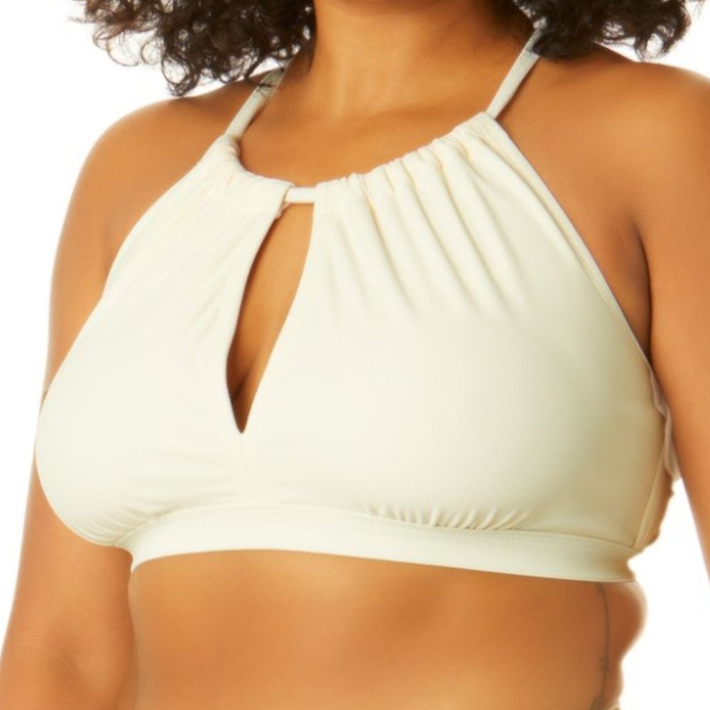 WOMEN'S IVORY HALTER SWIMSUIT TOP - CREAM COLOR